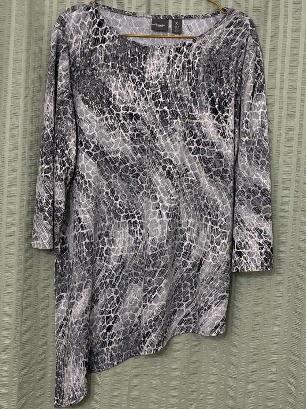 Annabelle Black and White Asymmetrical Animal-Print Tunic